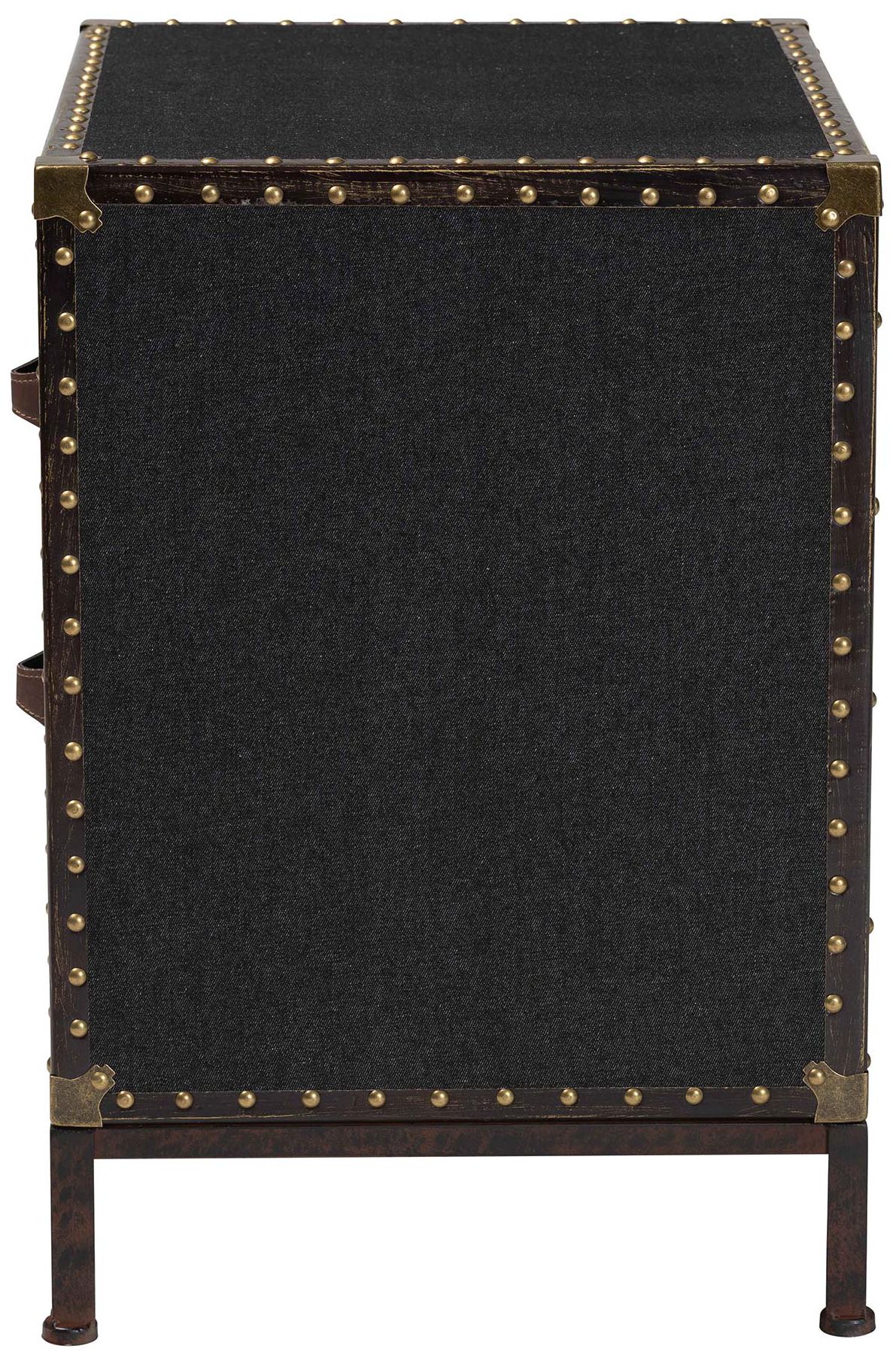 Image 5 Baxton Studio Laura Vintage Black Canvas 2 Drawer End Table Trunk more views