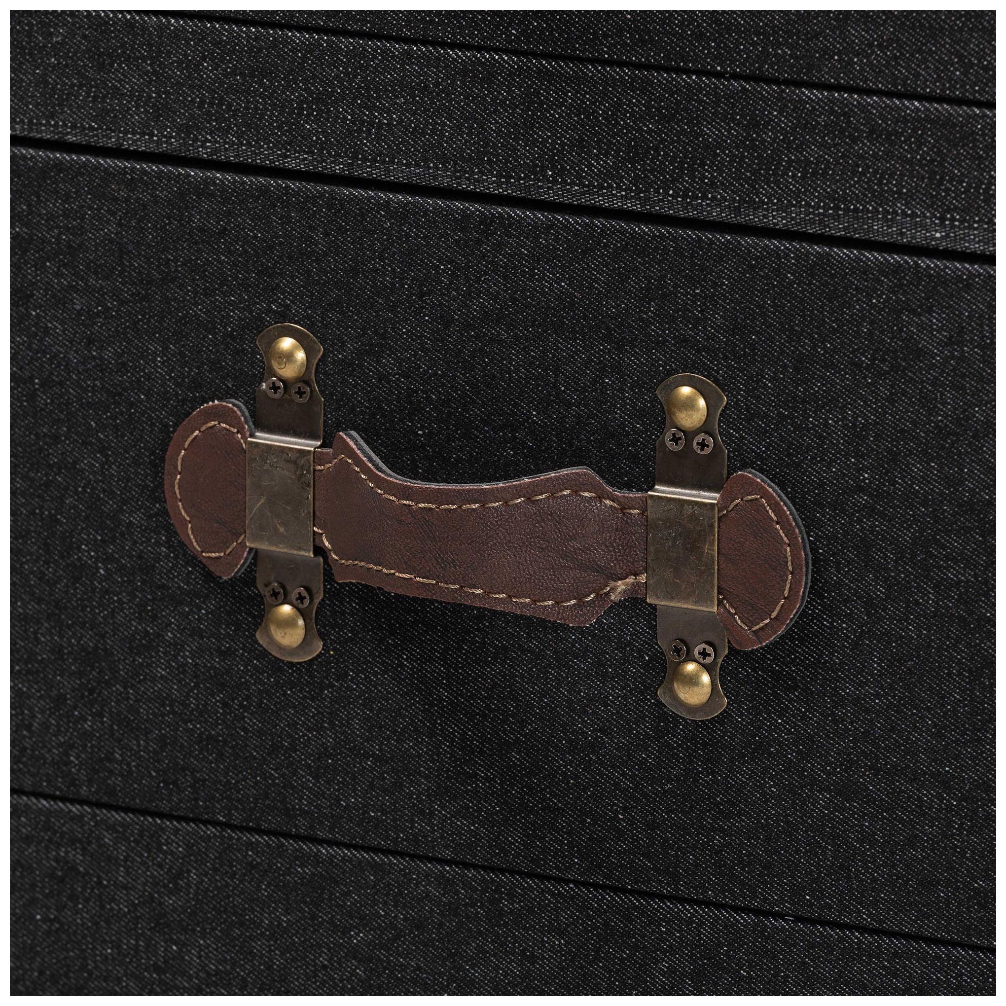 Image 7 Baxton Studio Laura Vintage Black Canvas 2 Drawer End Table Trunk more views