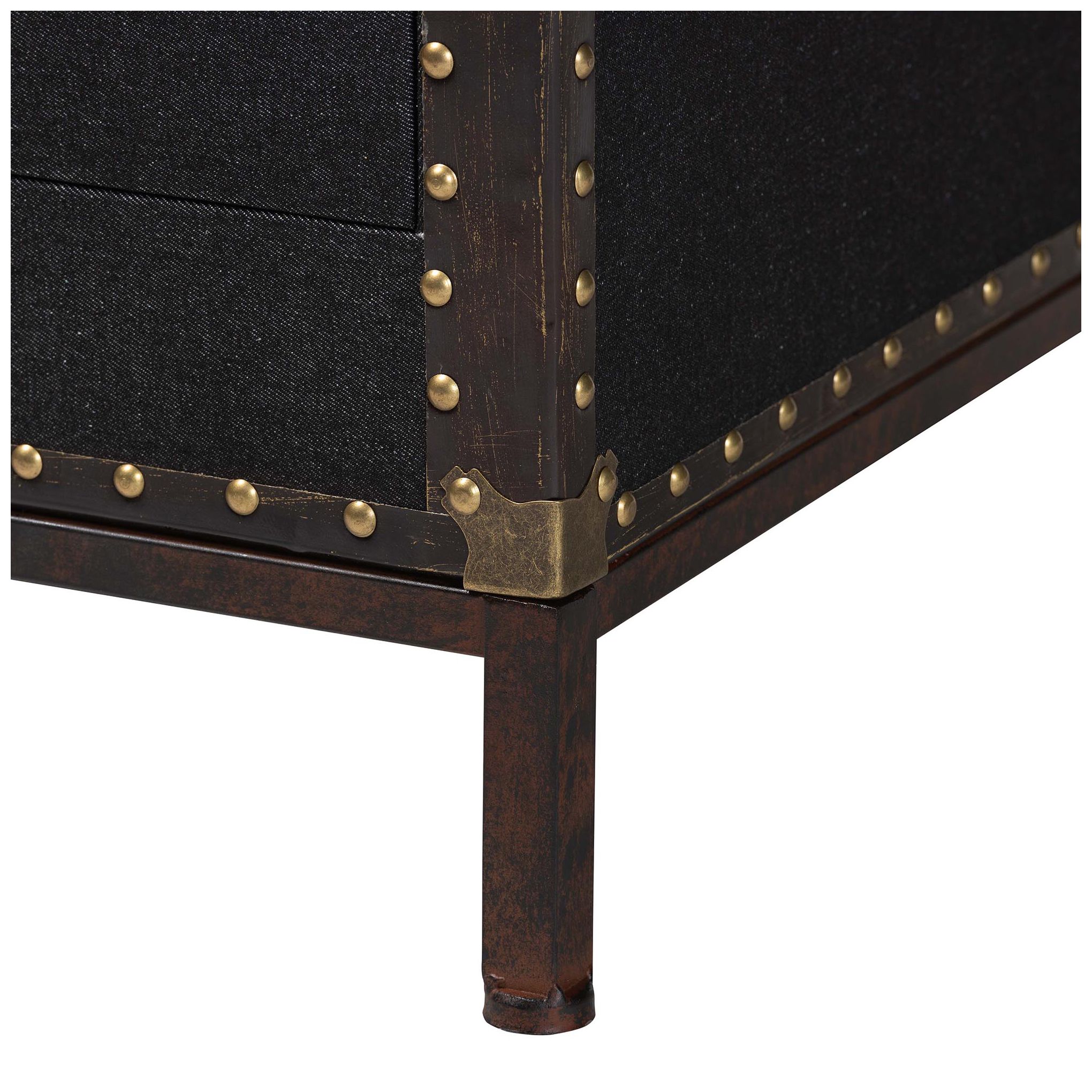 Baxton Studio Laura Vintage Black Canvas 2 Drawer End Table Trunk