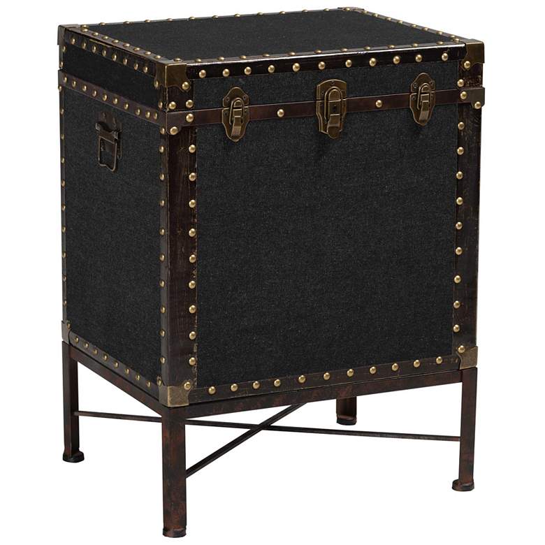 Image 2 Baxton Studio Laura Vintage Black Canvas Lift Top Trunk End Table
