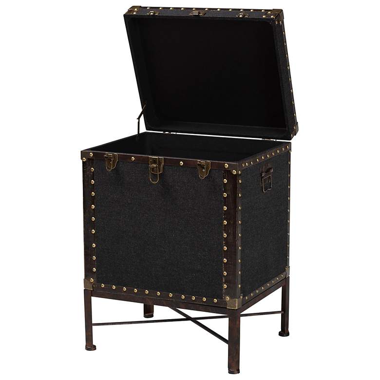 Image 4 Baxton Studio Laura Vintage Black Canvas Lift Top Trunk End Table more views