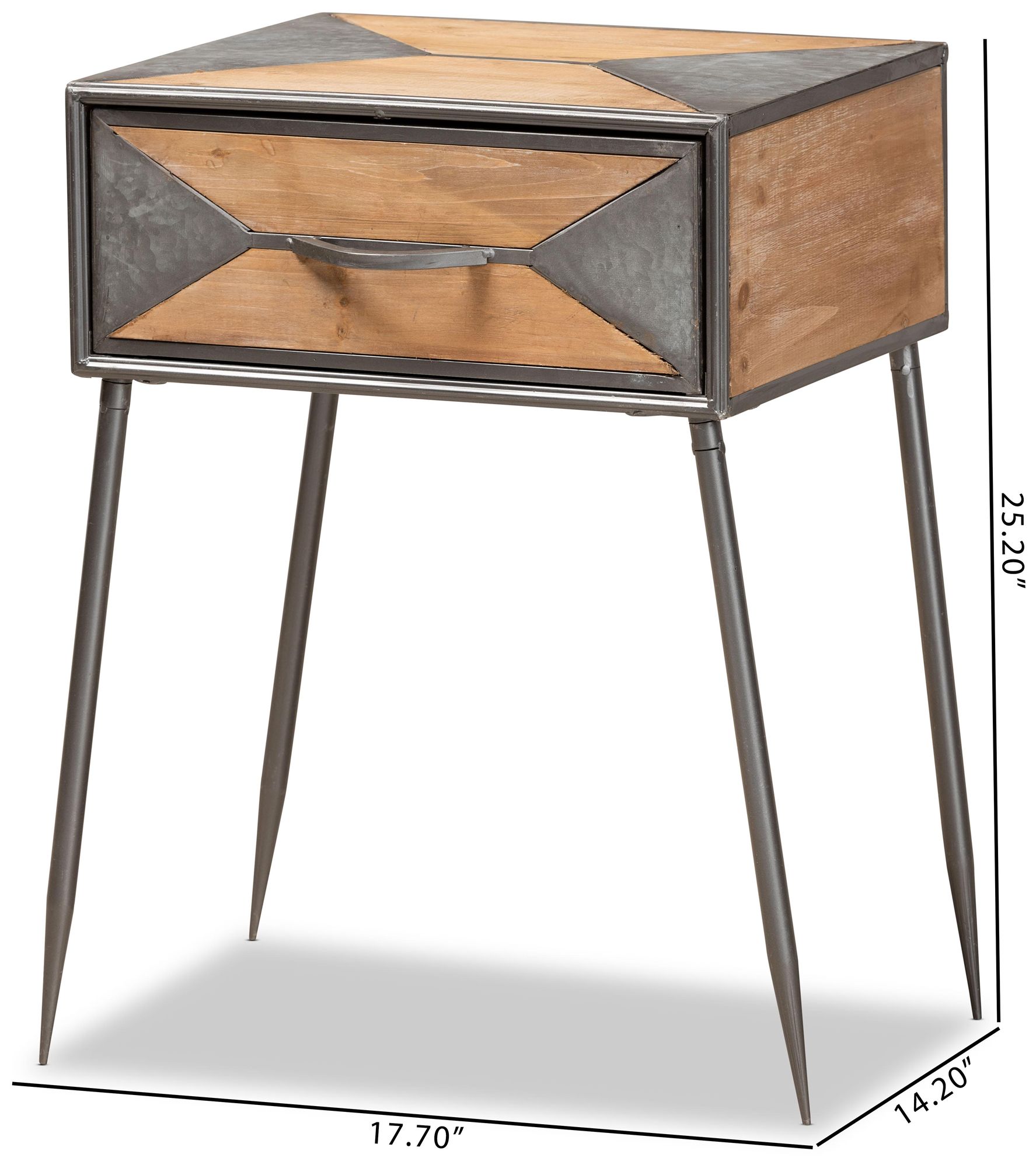 Baxton Studio Laurel Gray and Brown 1-Drawer Nightstand