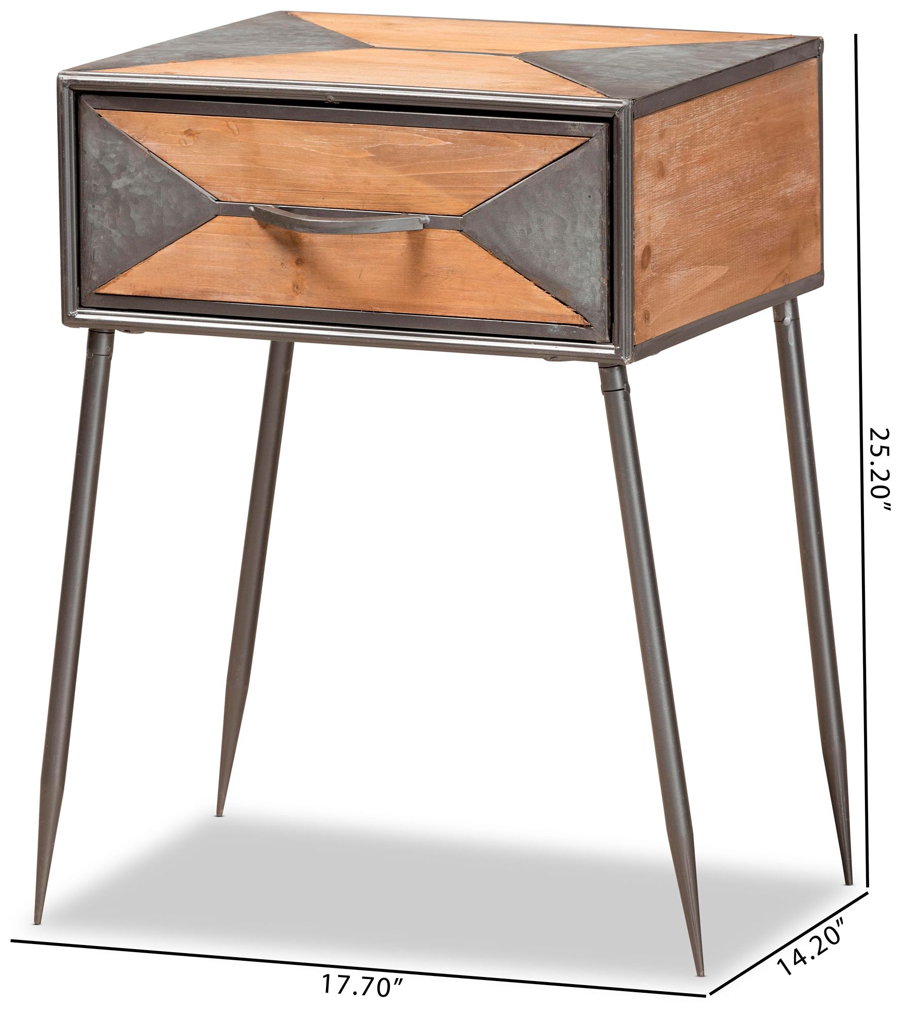 Baxton Studio Laurel Gray and Brown 1-Drawer Nightstands Set of 2