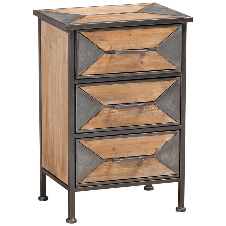 Image 1 Baxton Studio Laurel Gray and Brown 3-Drawer Nightstand