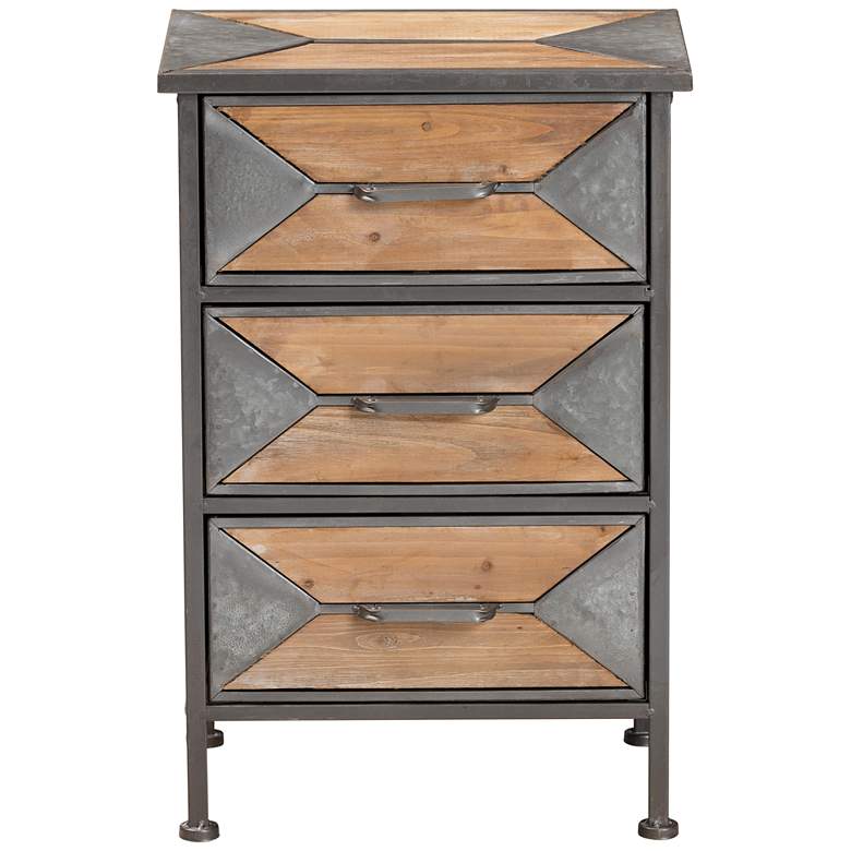 Image 5 Baxton Studio Laurel Gray and Brown 3-Drawer Nightstand more views