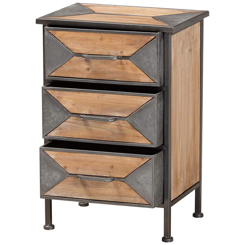 Image 7 Baxton Studio Laurel Gray and Brown 3-Drawer Nightstand more views