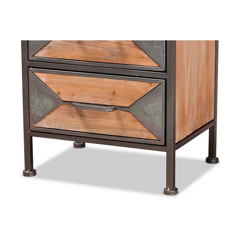 Image 2 Baxton Studio Laurel Gray and Brown 3-Drawer Nightstands Set of 2 more views