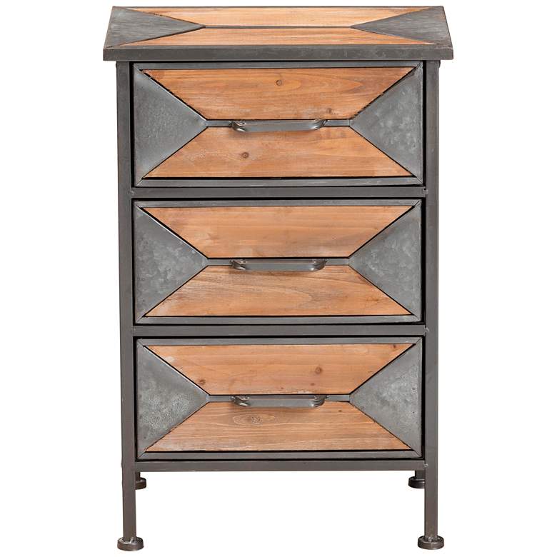 Image 3 Baxton Studio Laurel Gray and Brown 3-Drawer Nightstands Set of 2 more views