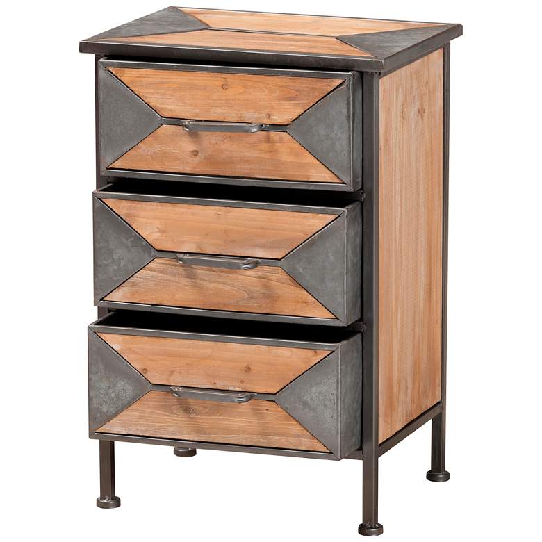 Image 5 Baxton Studio Laurel Gray and Brown 3-Drawer Nightstands Set of 2 more views