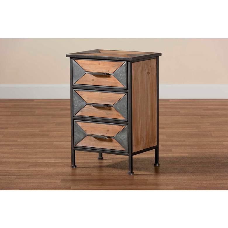 Image 7 Baxton Studio Laurel Gray and Brown 3-Drawer Nightstands Set of 2 more views