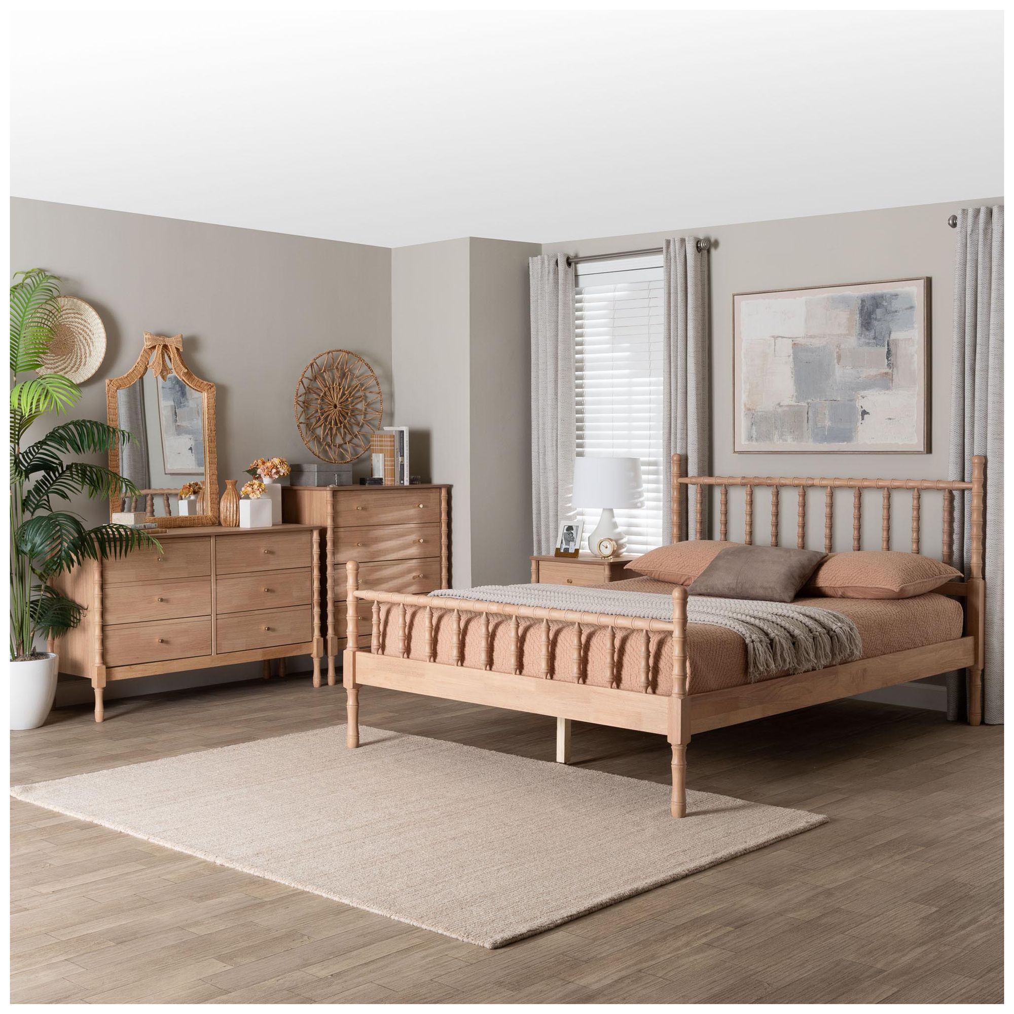 Image 2 Baxton Studio Laurent Bedroom Set - Queen Bed, Dresser, Chest, and Nightstd more views