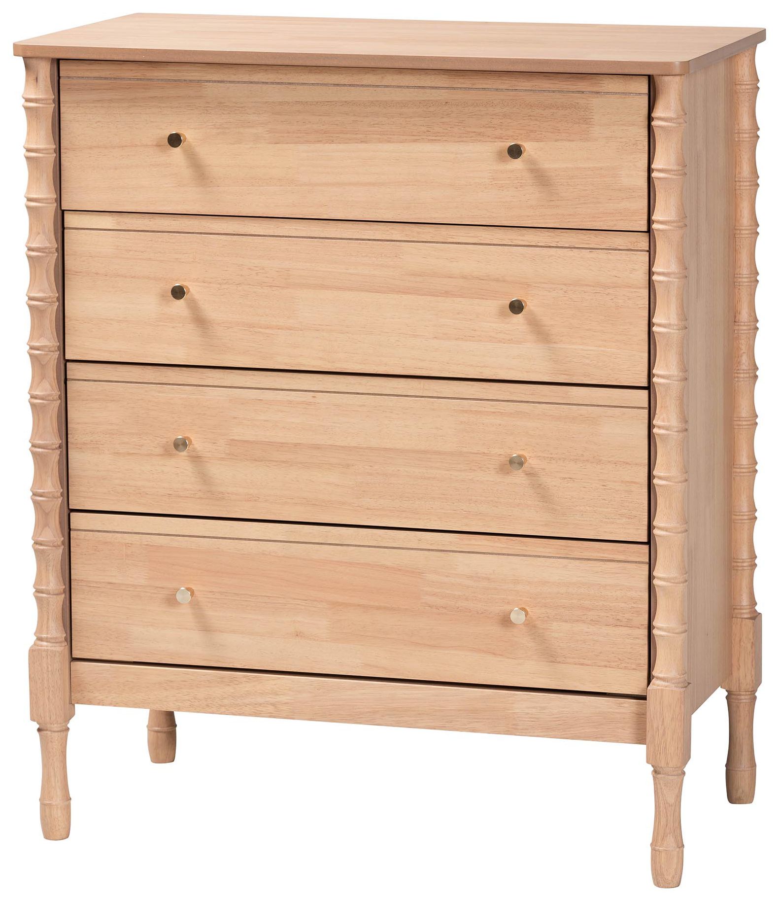 Image 2 Baxton Studio Laurent Chest - 4-Drawer Bedroom Organizer with Turned Legs