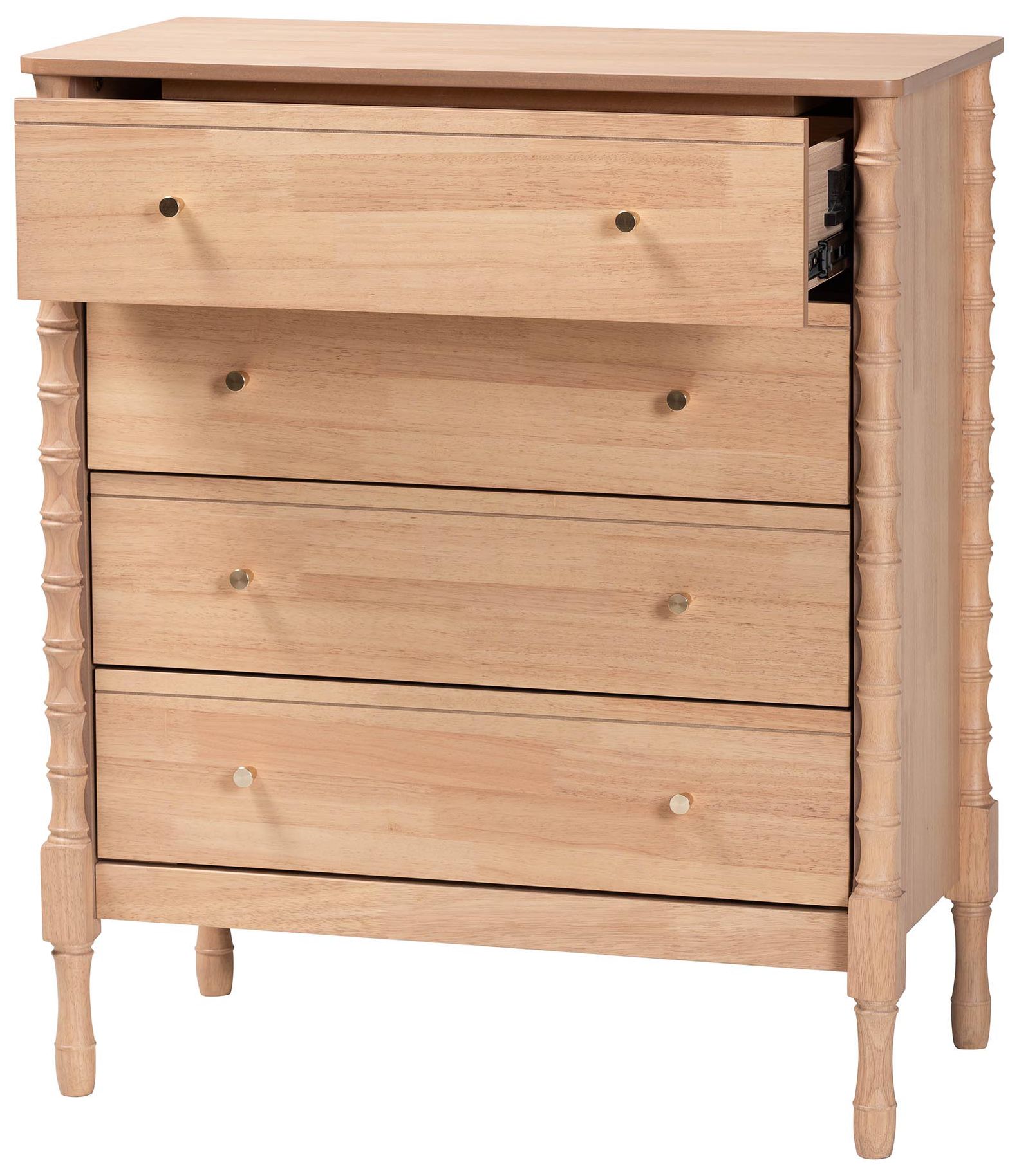 Image 4 Baxton Studio Laurent Chest - 4-Drawer Bedroom Organizer with Turned Legs more views