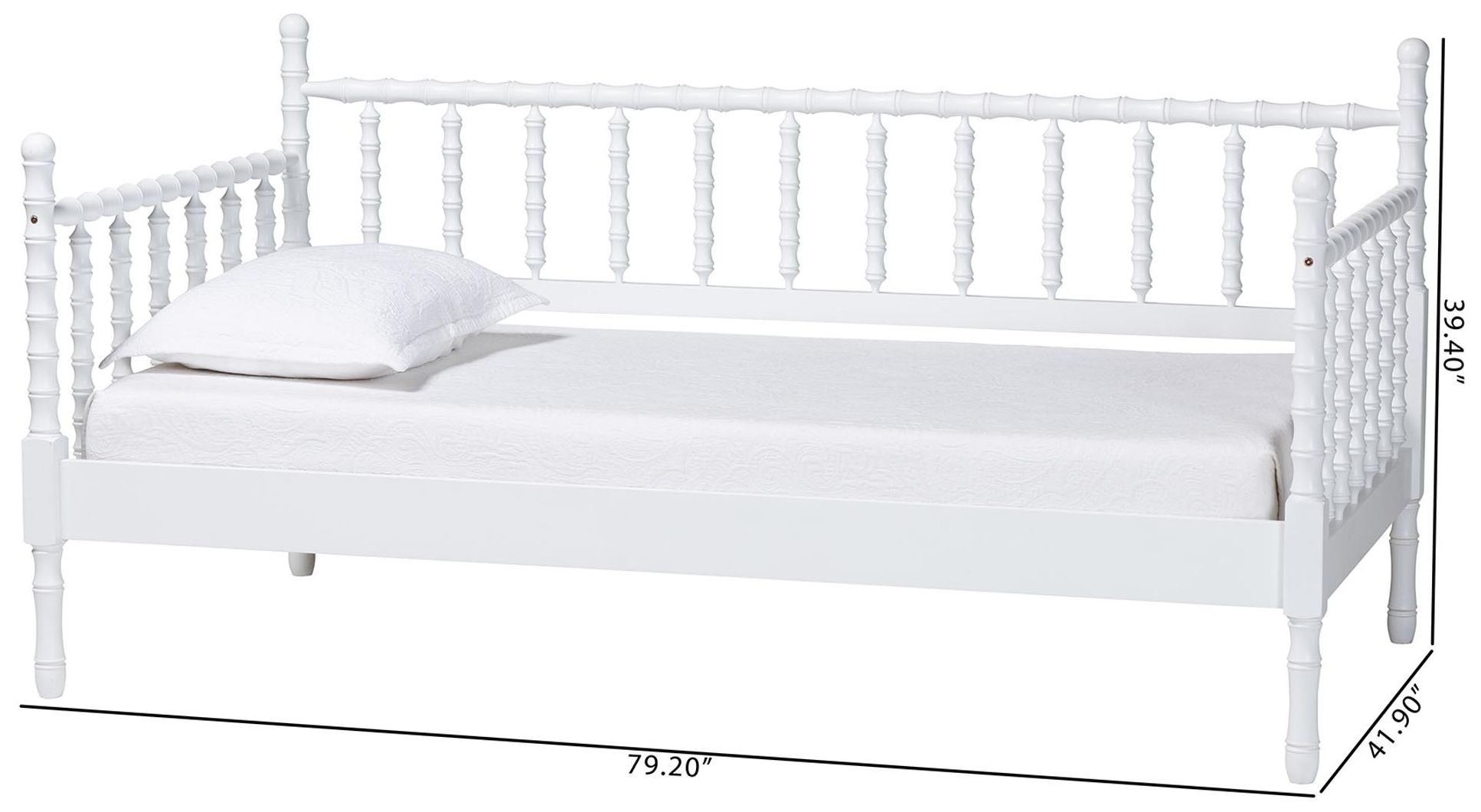 Image 7 Baxton Studio Laurent Daybed - Spindle Platform Bed Frame, Twin, White more views