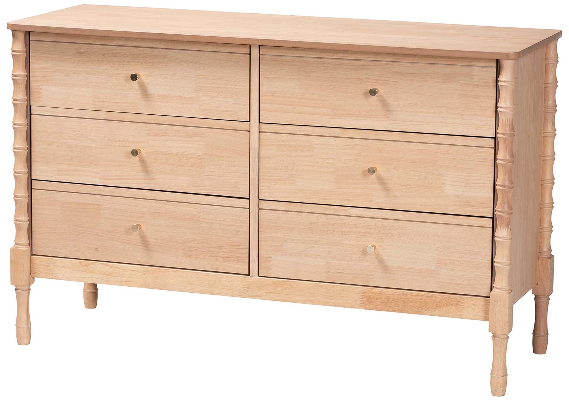 Image 2 Baxton Studio Laurent Dresser - 6-Drawer Bedroom Organizer with Turned Legs