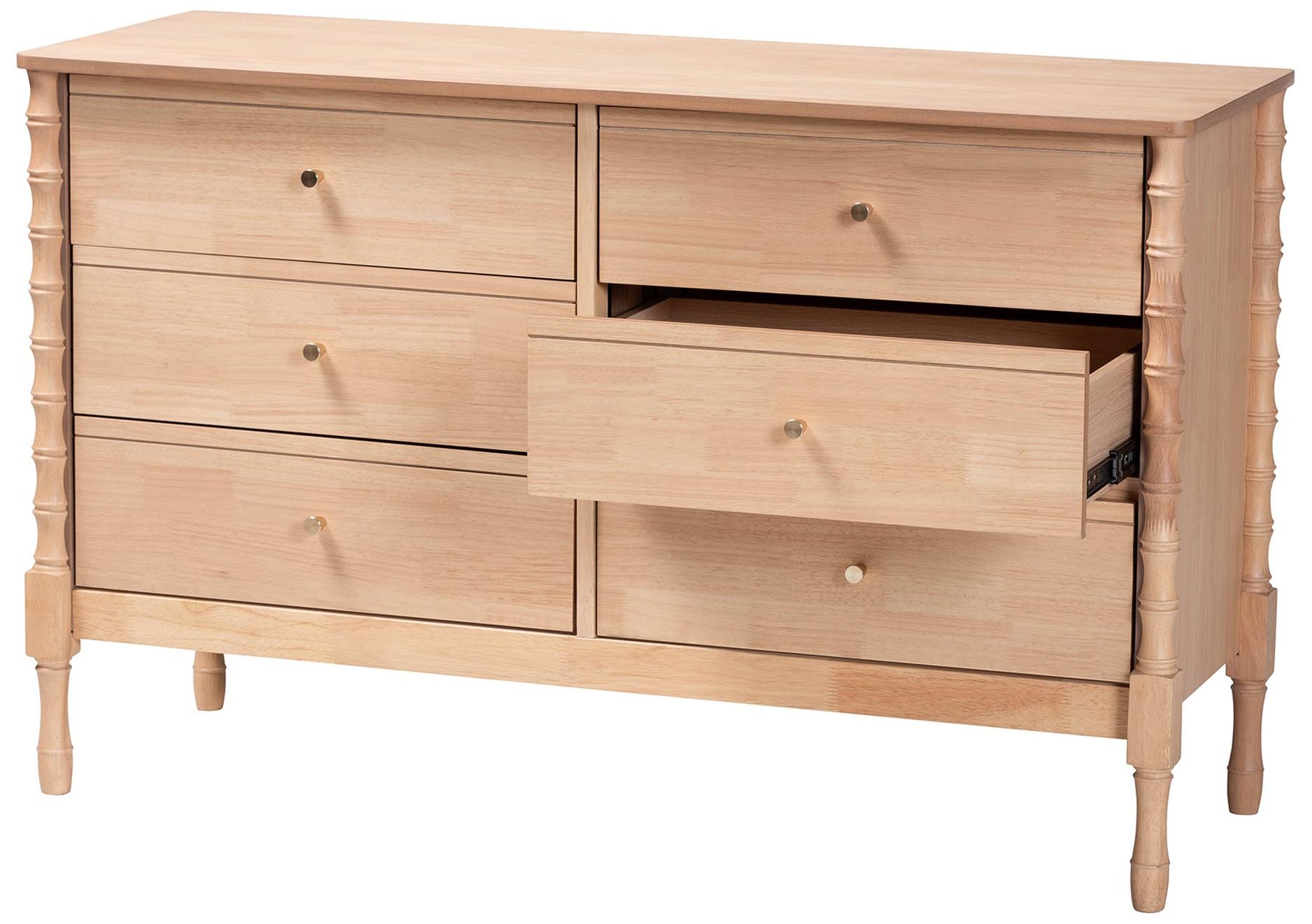 Image 4 Baxton Studio Laurent Dresser - 6-Drawer Bedroom Organizer with Turned Legs more views