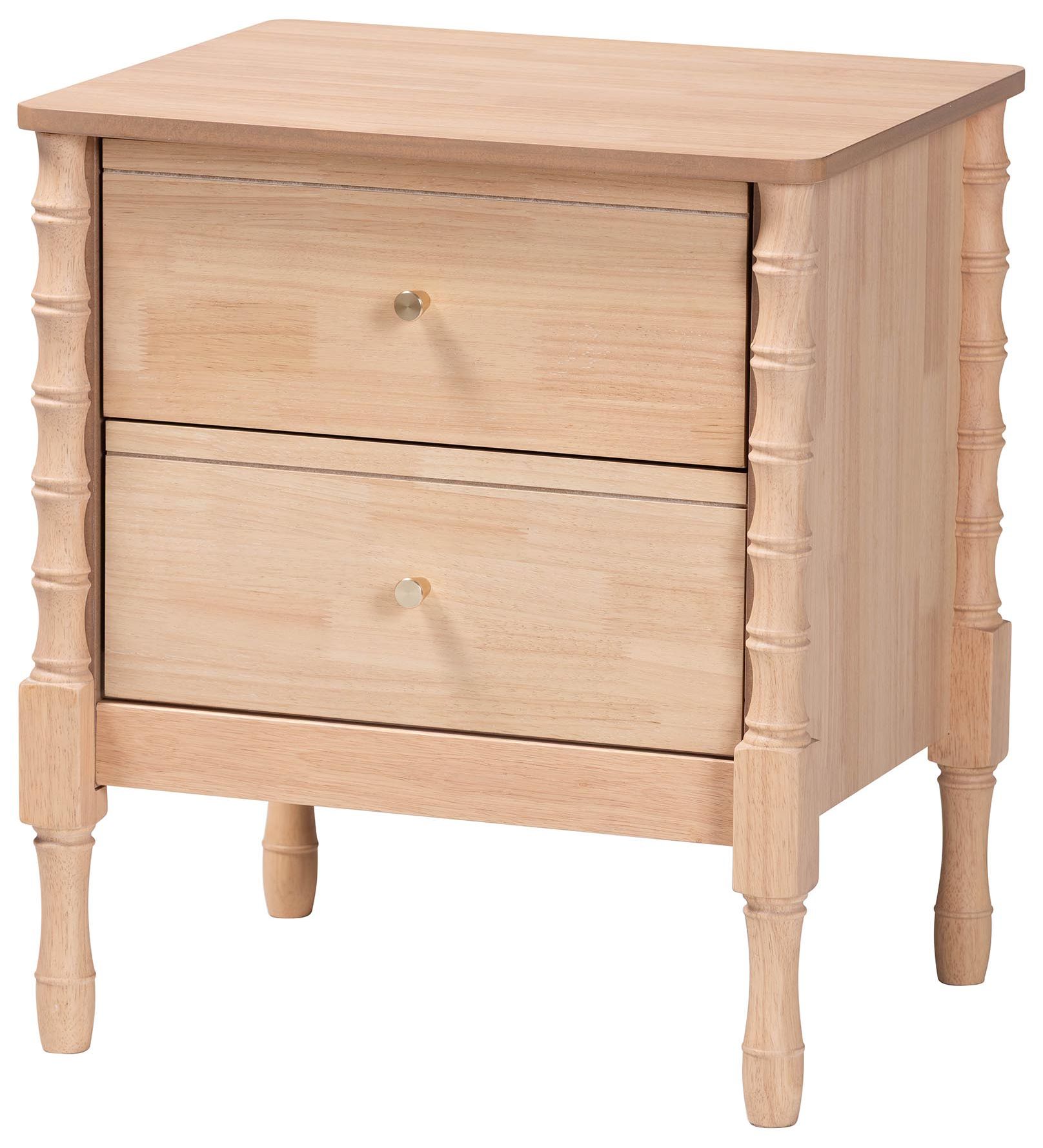 Image 2 Baxton Studio Laurent Nightstand - 2-Drawer Bedside Table