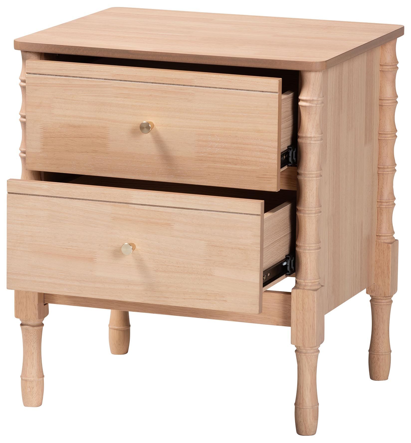 Image 3 Baxton Studio Laurent Nightstand - 2-Drawer Bedside Table more views