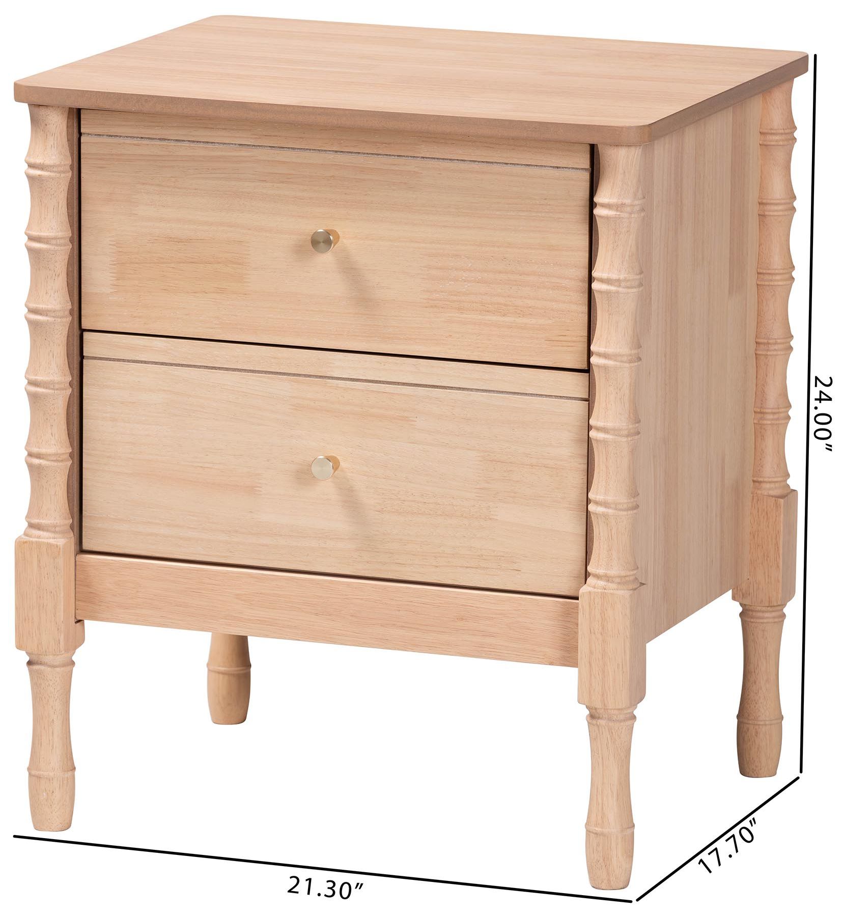 Baxton Studio Laurent Nightstand - 2-Drawer Bedside Table