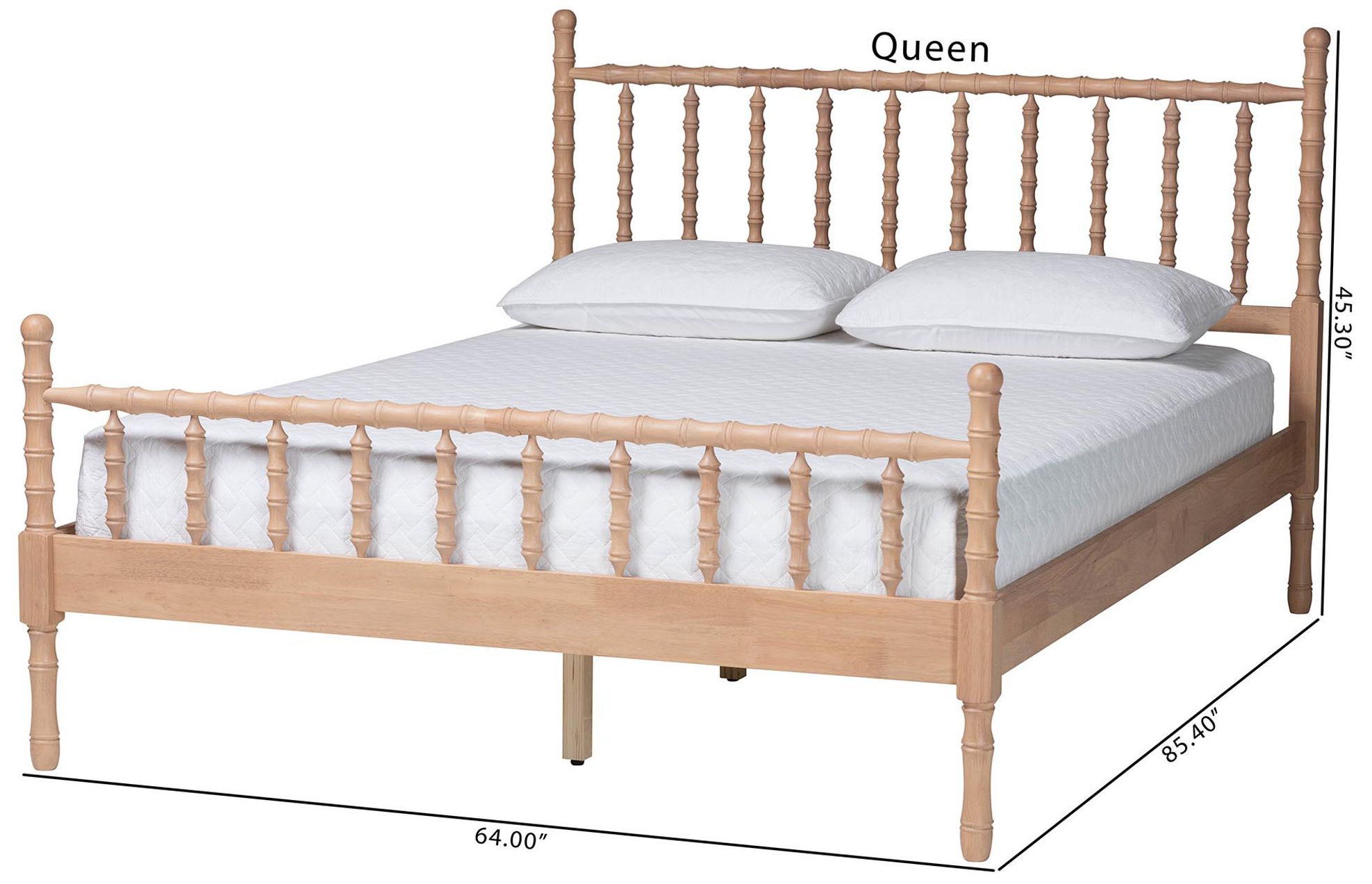 Baxton Studio Laurent Platform Bed - Spindle Bed Frame, Queen