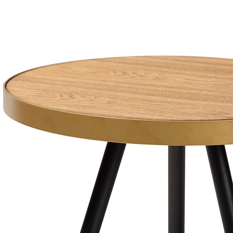 Image 3 Baxton Studio Lauro 17" Wide Round Walnut Wood Top End Table more views