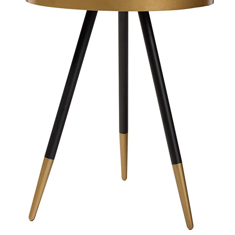 Image 4 Baxton Studio Lauro 17" Wide Round Walnut Wood Top End Table more views