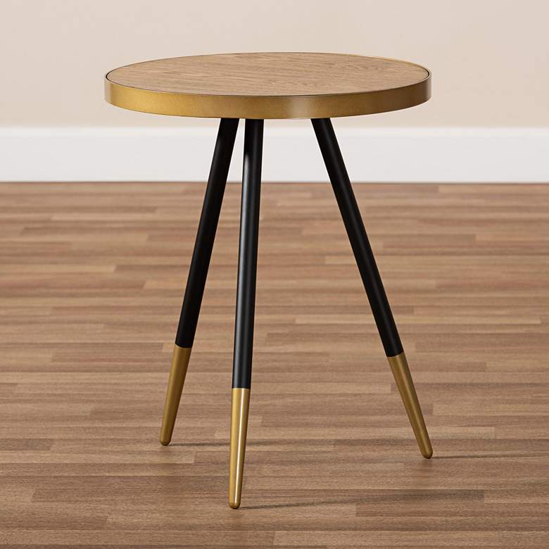 Image 5 Baxton Studio Lauro 17" Wide Round Walnut Wood Top End Table more views