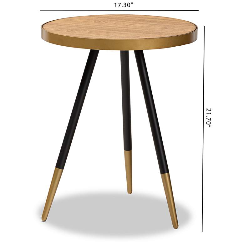 Image 6 Baxton Studio Lauro 17" Wide Round Walnut Wood Top End Table more views