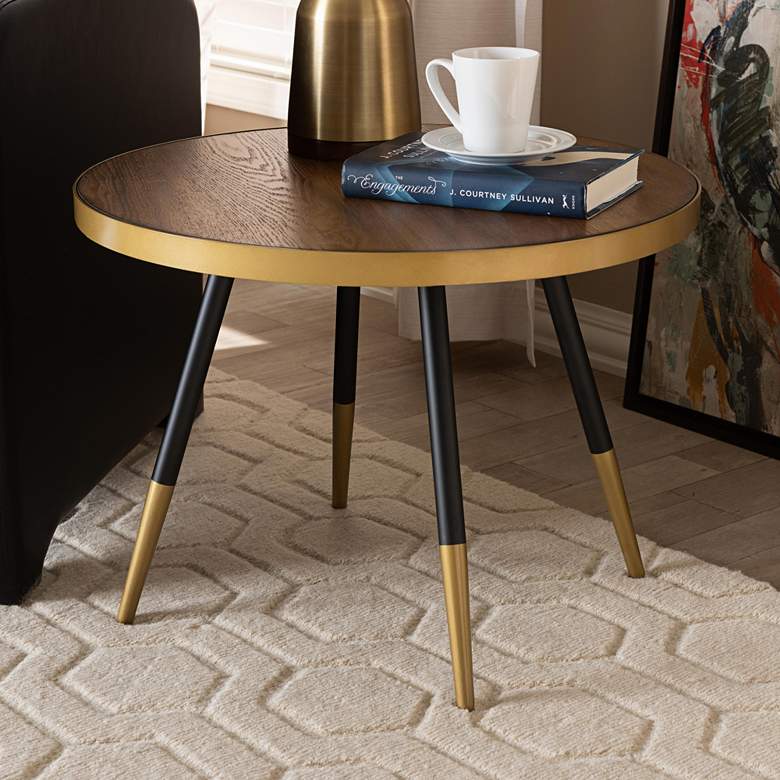 Image 1 Baxton Studio Lauro 24" Wide Walnut Wood Round Coffee Table