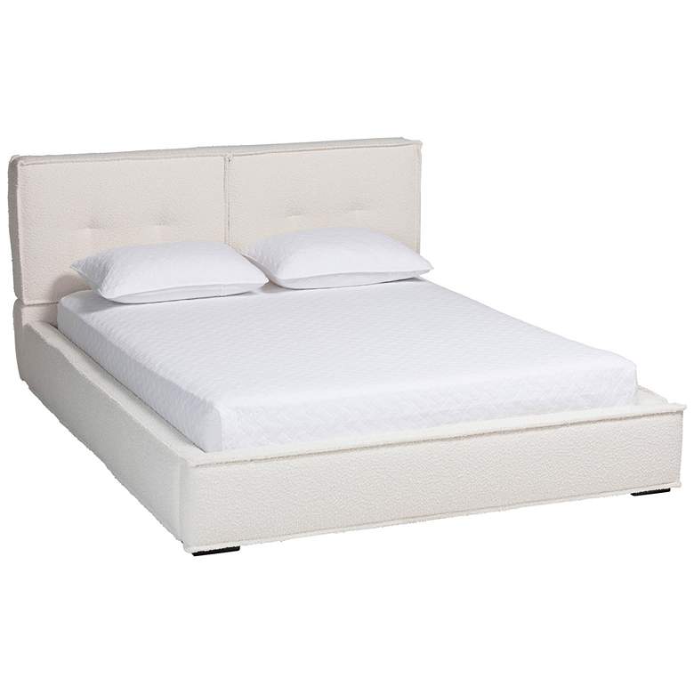 Image 2 Baxton Studio Laverick Modern Cream Boucle Queen Platform Bed