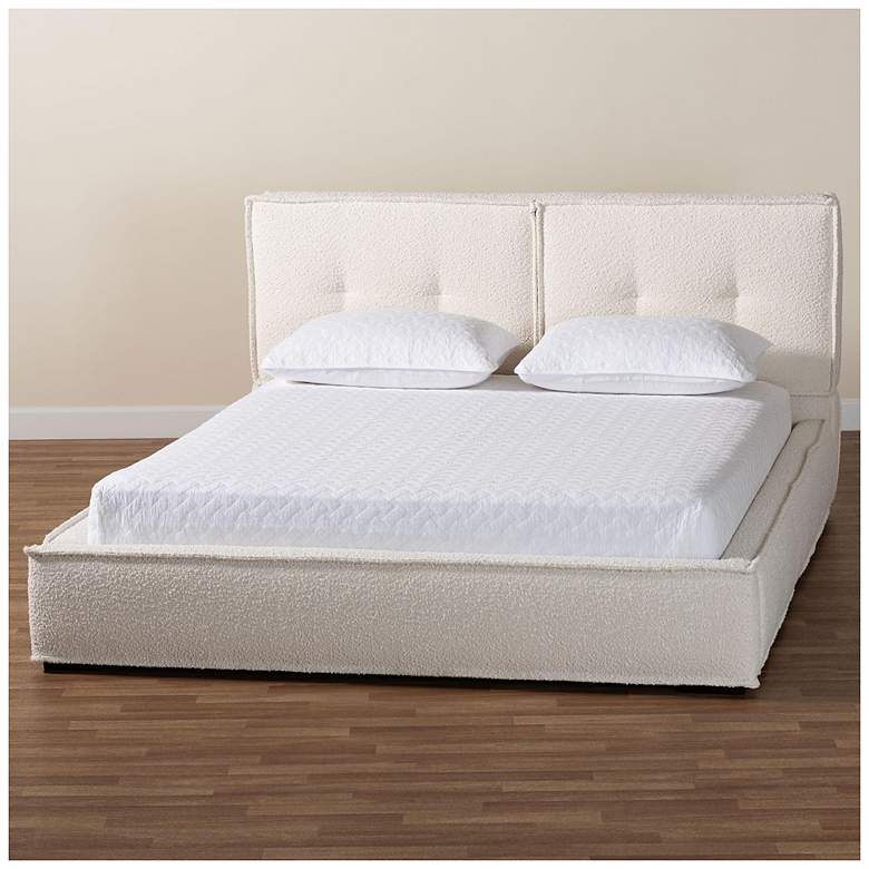 Image 1 Baxton Studio Laverick Modern Cream Boucle Queen Platform Bed