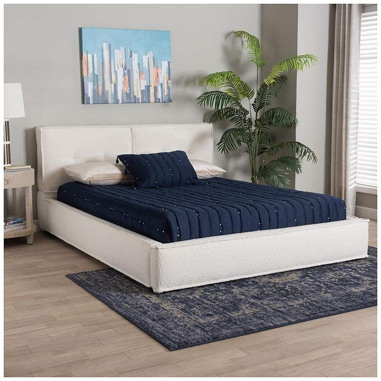 Image 3 Baxton Studio Laverick Modern Cream Boucle Queen Platform Bed more views