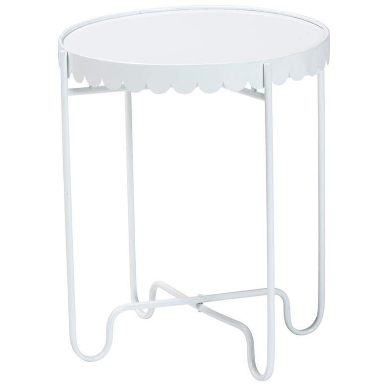 Image 2 Baxton Studio Laverne White Metal Side Table with Scalloped Tray Top
