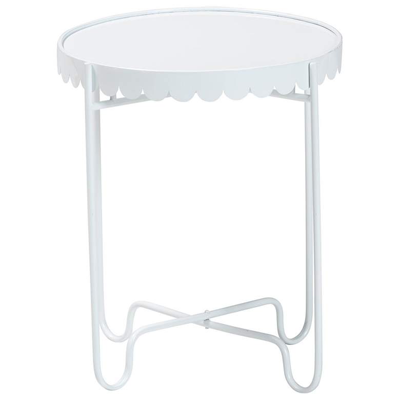 Image 4 Baxton Studio Laverne White Metal Side Table with Scalloped Tray Top more views