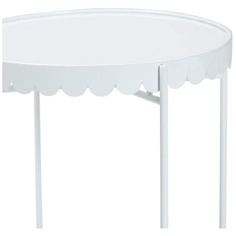 Image 5 Baxton Studio Laverne White Metal Side Table with Scalloped Tray Top more views