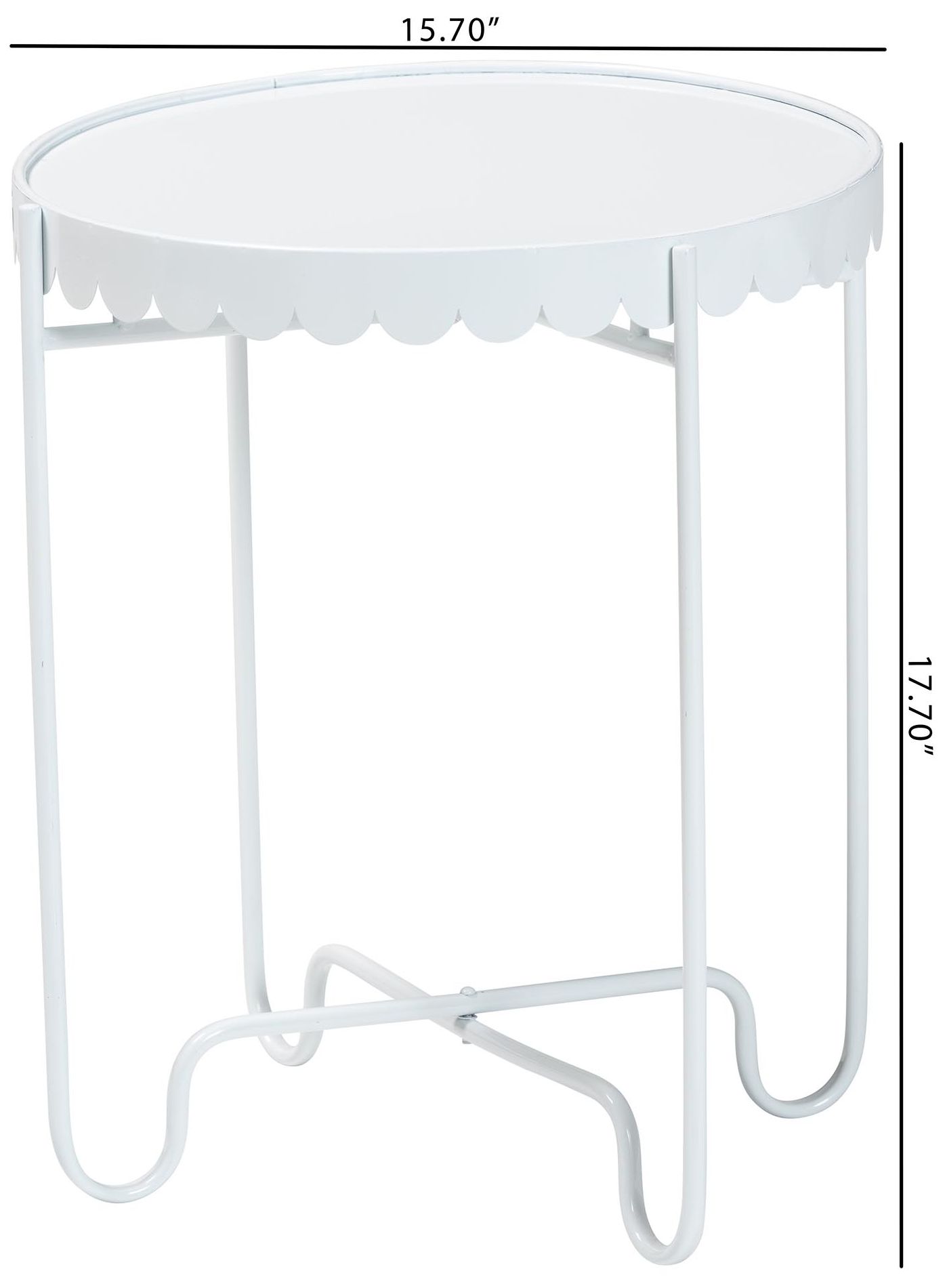 Baxton Studio Laverne White Metal Side Table with Scalloped Tray Top