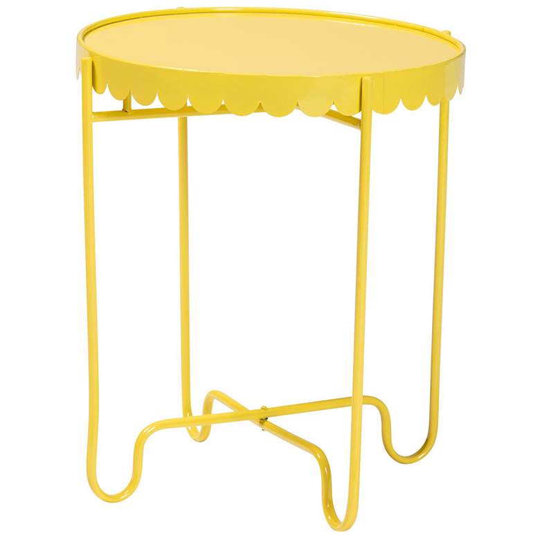 Image 2 Baxton Studio Laverne Yellow Metal Side Table with Scalloped Tray Top
