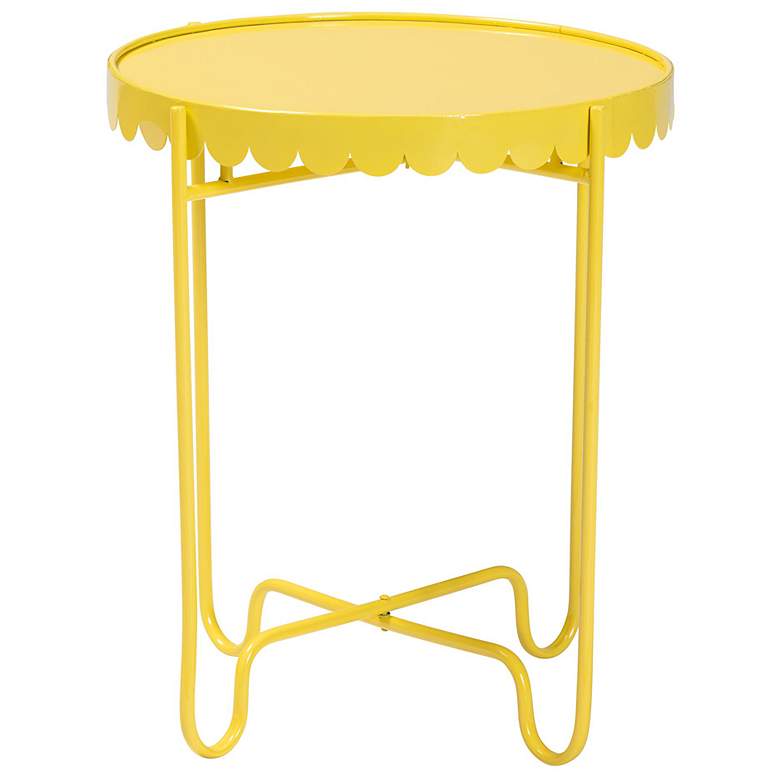 Image 4 Baxton Studio Laverne Yellow Metal Side Table with Scalloped Tray Top more views