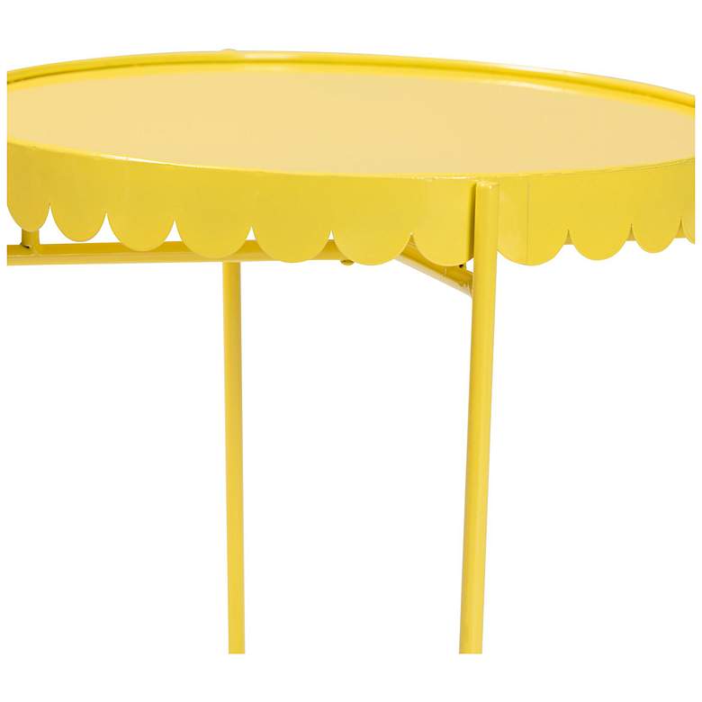 Image 5 Baxton Studio Laverne Yellow Metal Side Table with Scalloped Tray Top more views