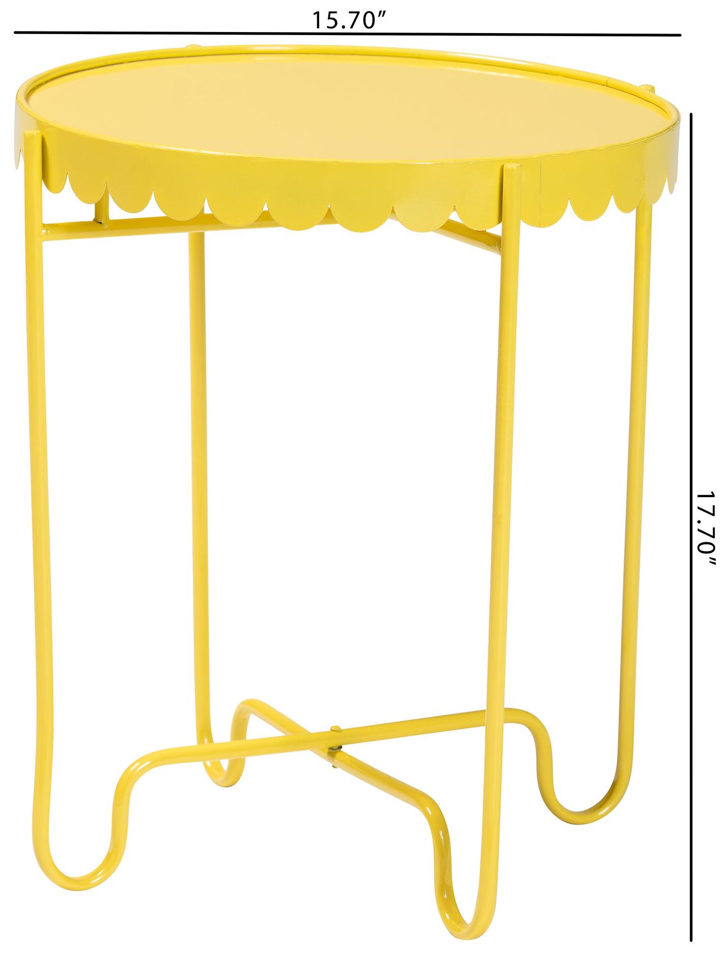Baxton Studio Laverne Yellow Metal Side Table with Scalloped Tray Top