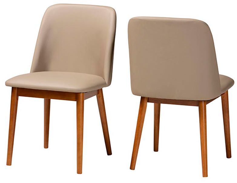 Image 2 Baxton Studio Lavin "Walnut" Light Brown/Beige Faux Leather Dining Chair