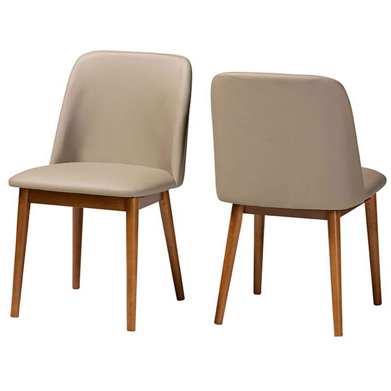 Image 1 Baxton Studio Lavin "Walnut" Light Brown/Beige Faux Leather Dining Chair