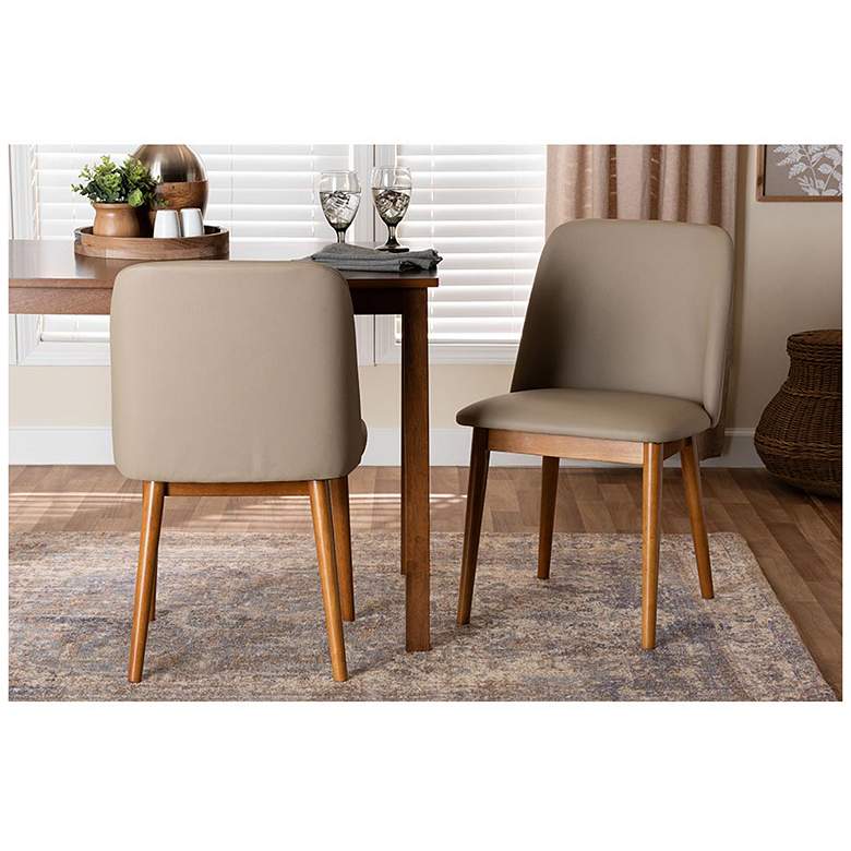 Image 2 Baxton Studio Lavin "Walnut" Light Brown/Beige Faux Leather Dining Chair more views