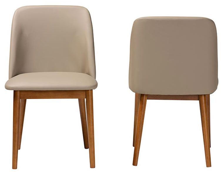 Image 5 Baxton Studio Lavin "Walnut" Light Brown/Beige Faux Leather Dining Chair more views
