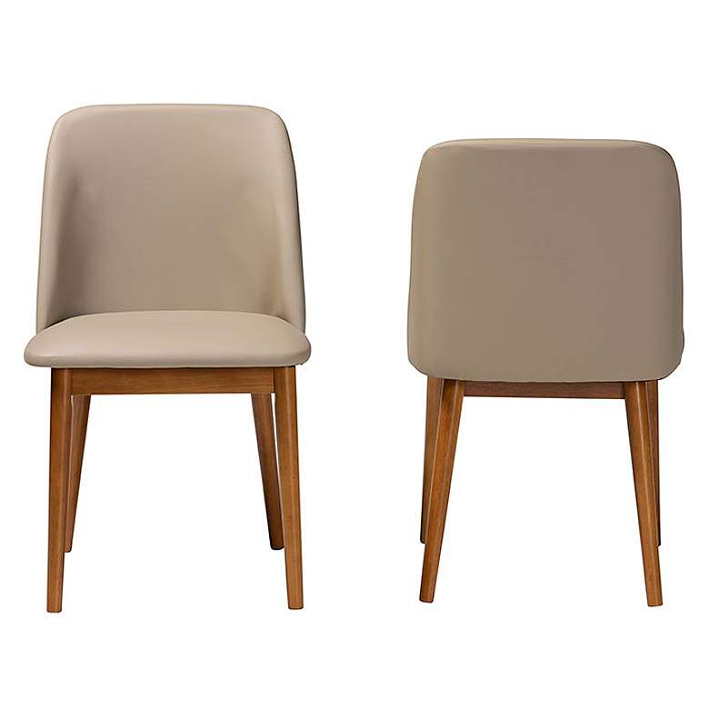 Image 4 Baxton Studio Lavin "Walnut" Light Brown/Beige Faux Leather Dining Chair more views