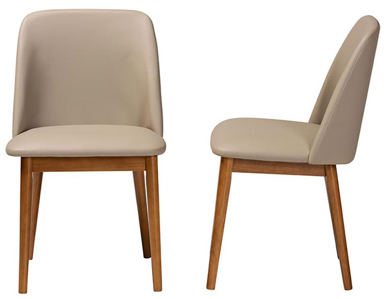 Image 6 Baxton Studio Lavin "Walnut" Light Brown/Beige Faux Leather Dining Chair more views