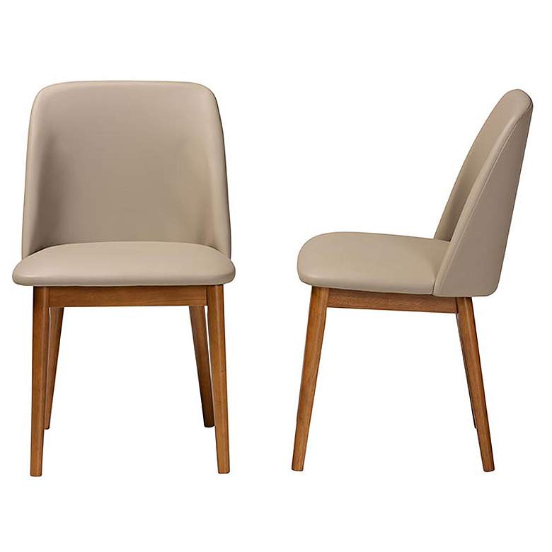 Image 5 Baxton Studio Lavin "Walnut" Light Brown/Beige Faux Leather Dining Chair more views