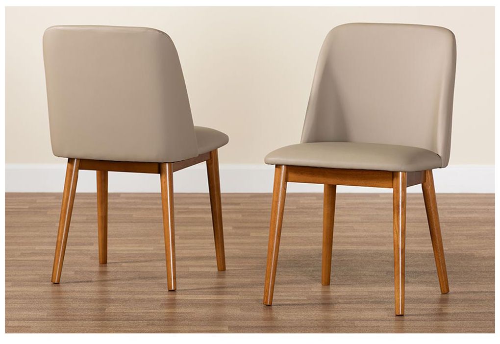 Baxton Studio Lavin "Walnut" Light Brown/Beige Faux Leather Dining Chair
