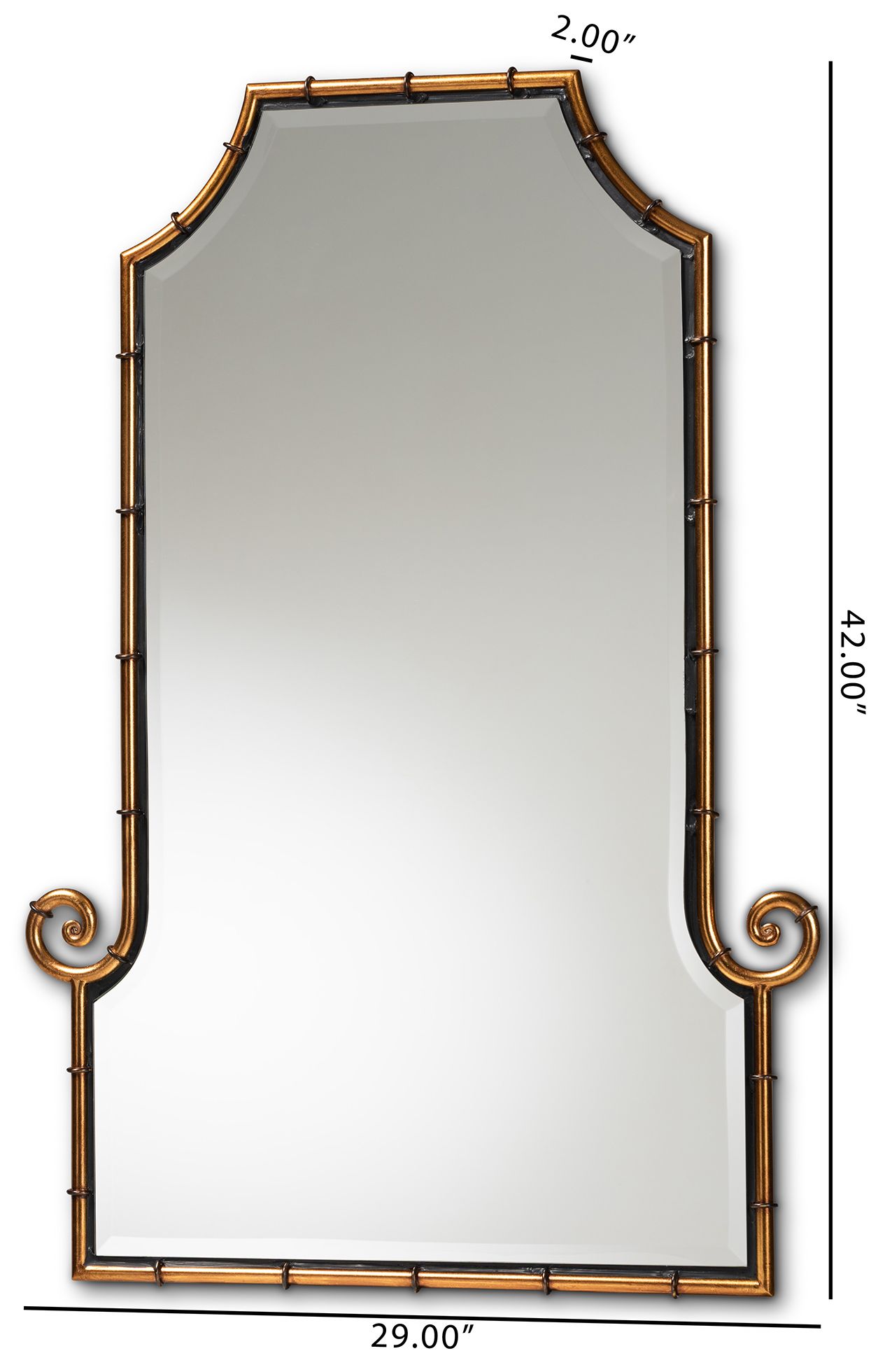 Image 3 Baxton Studio Layan Gold Finished Metal Bamboo Inspired Accent Wall Mirror more views