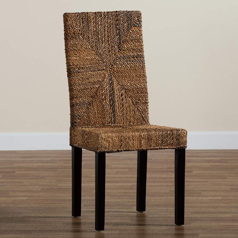 Image 1 Baxton Studio Laymi Brown Wood and Banana Fiber Dining Chair